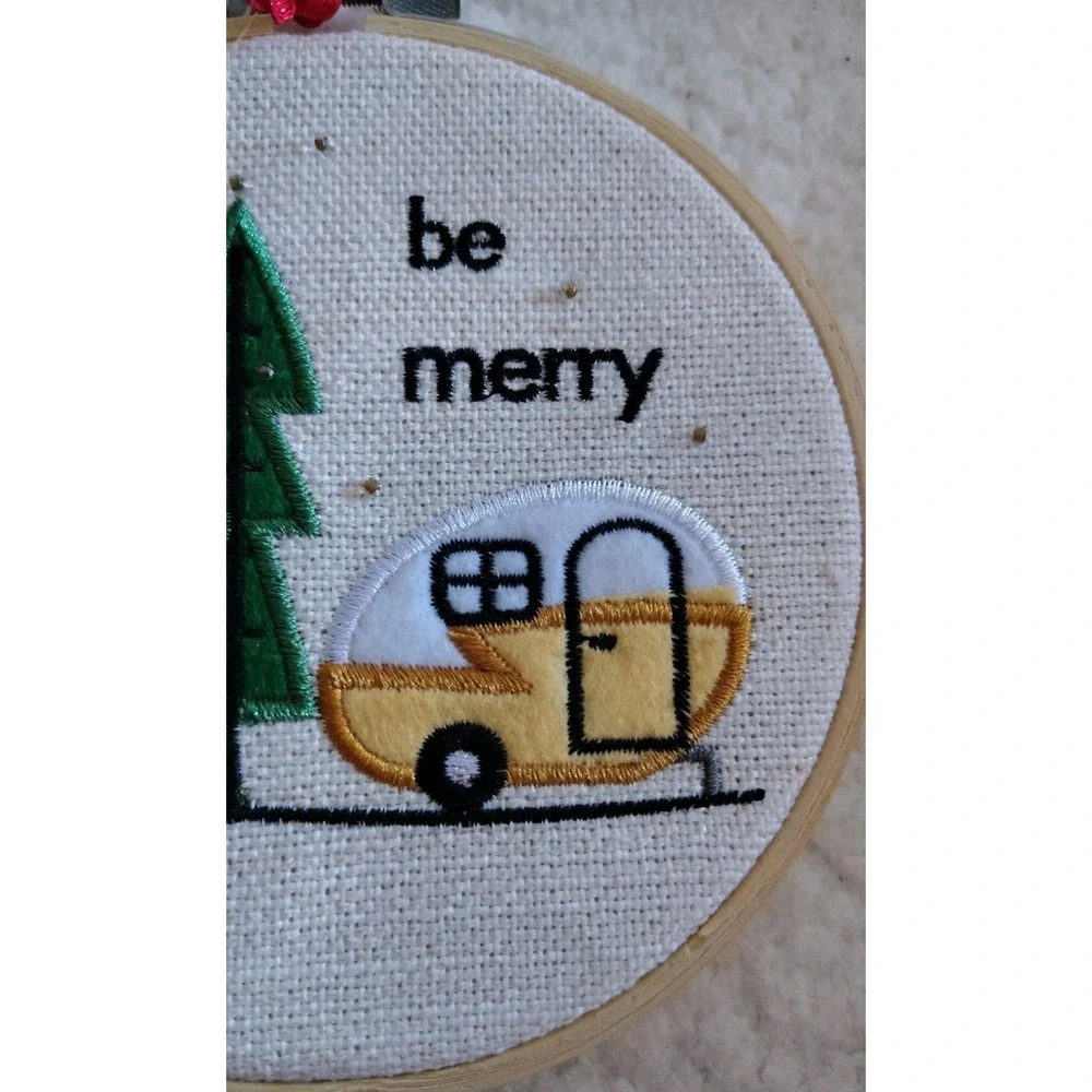 Be‎ Merry Camper Embroidery Hoop Ornament Crochet 5